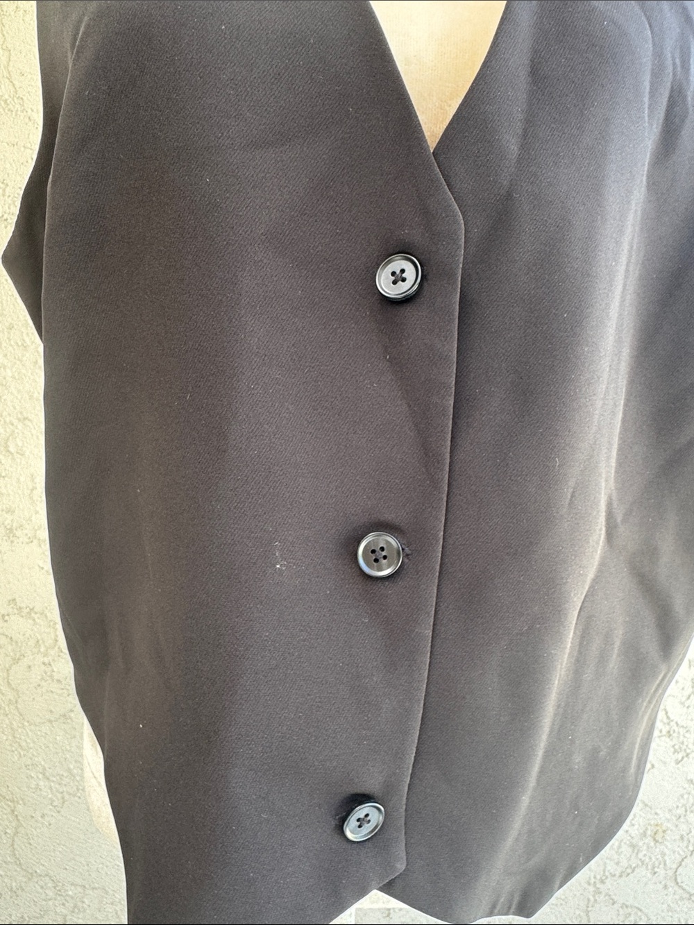 Classic Black Women's Button-Front Vest - Picture 7 of 7